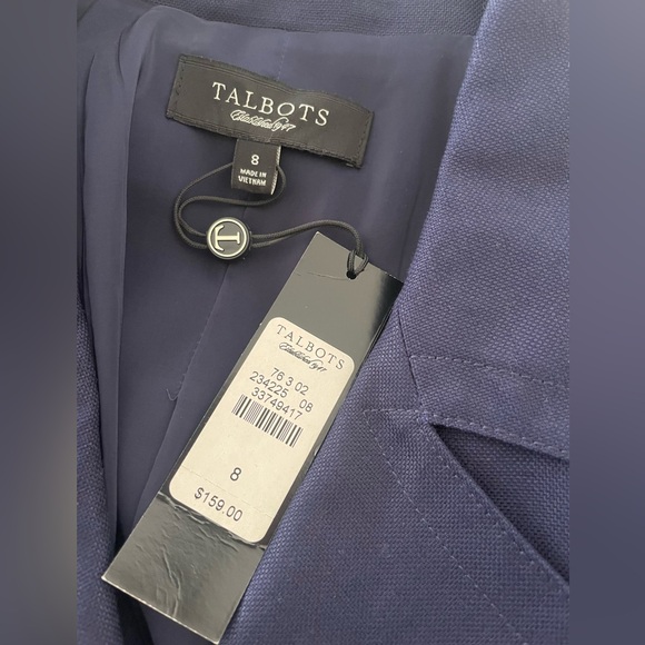 NEW Talbots Navy Blue Blazer; Cotton & Linen blend - Picture 3 of 5